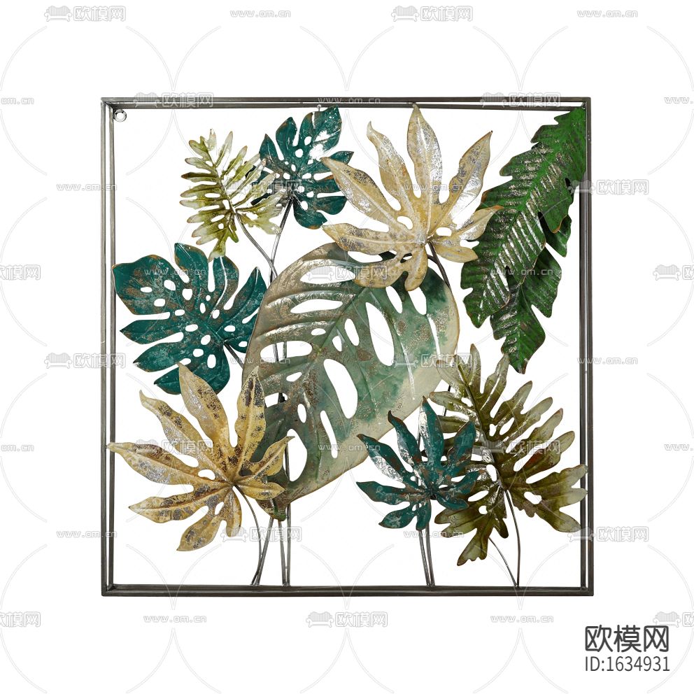 北欧复古做旧铁艺绿植装置画