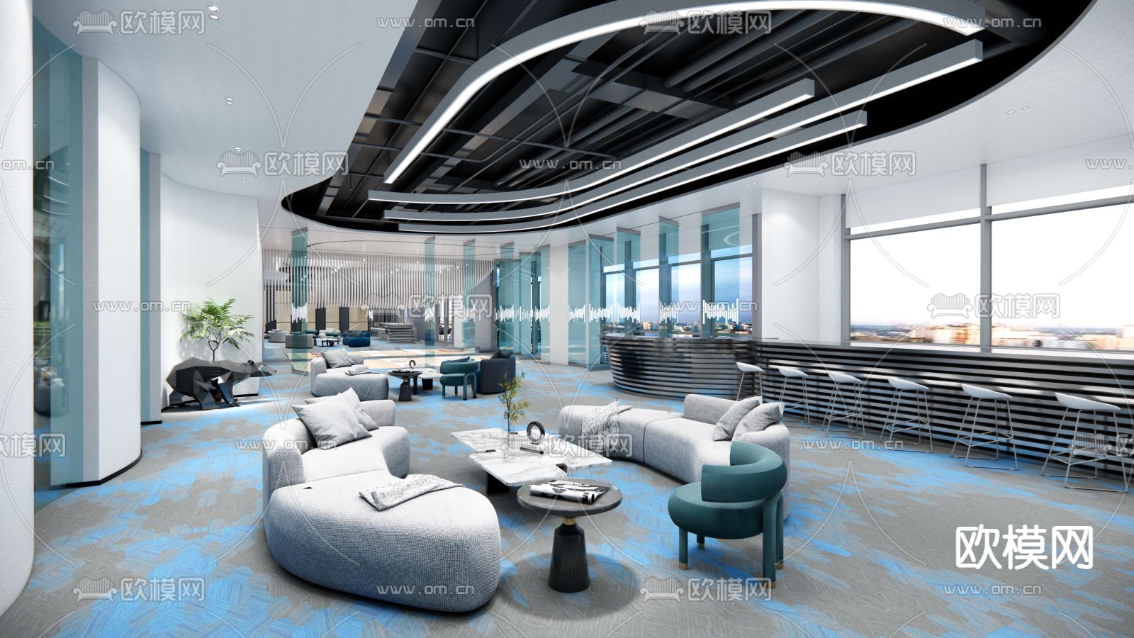 现代休息区su模型下载（渲染图1）