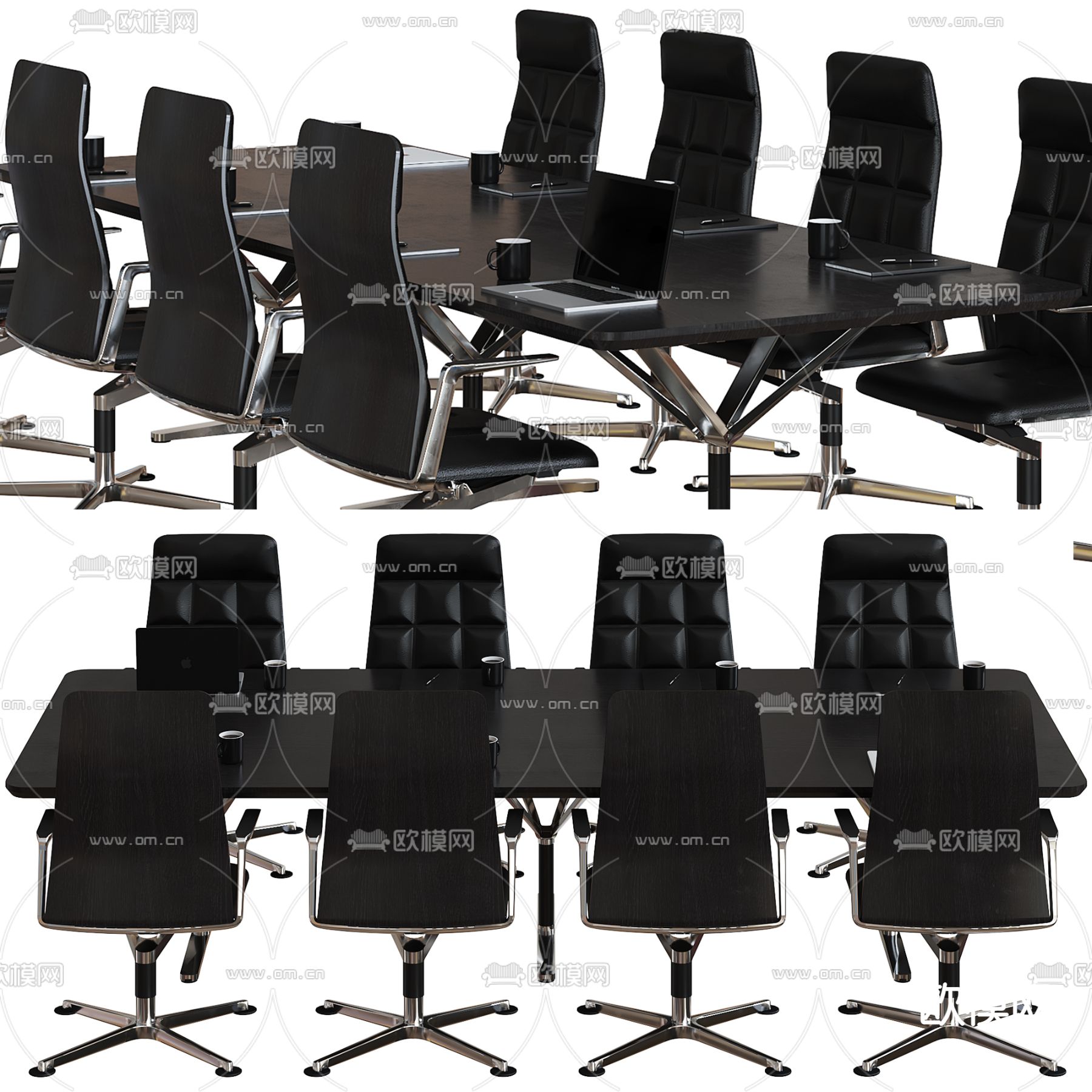 现代办公会议桌椅3d模型下载（渲染图4）