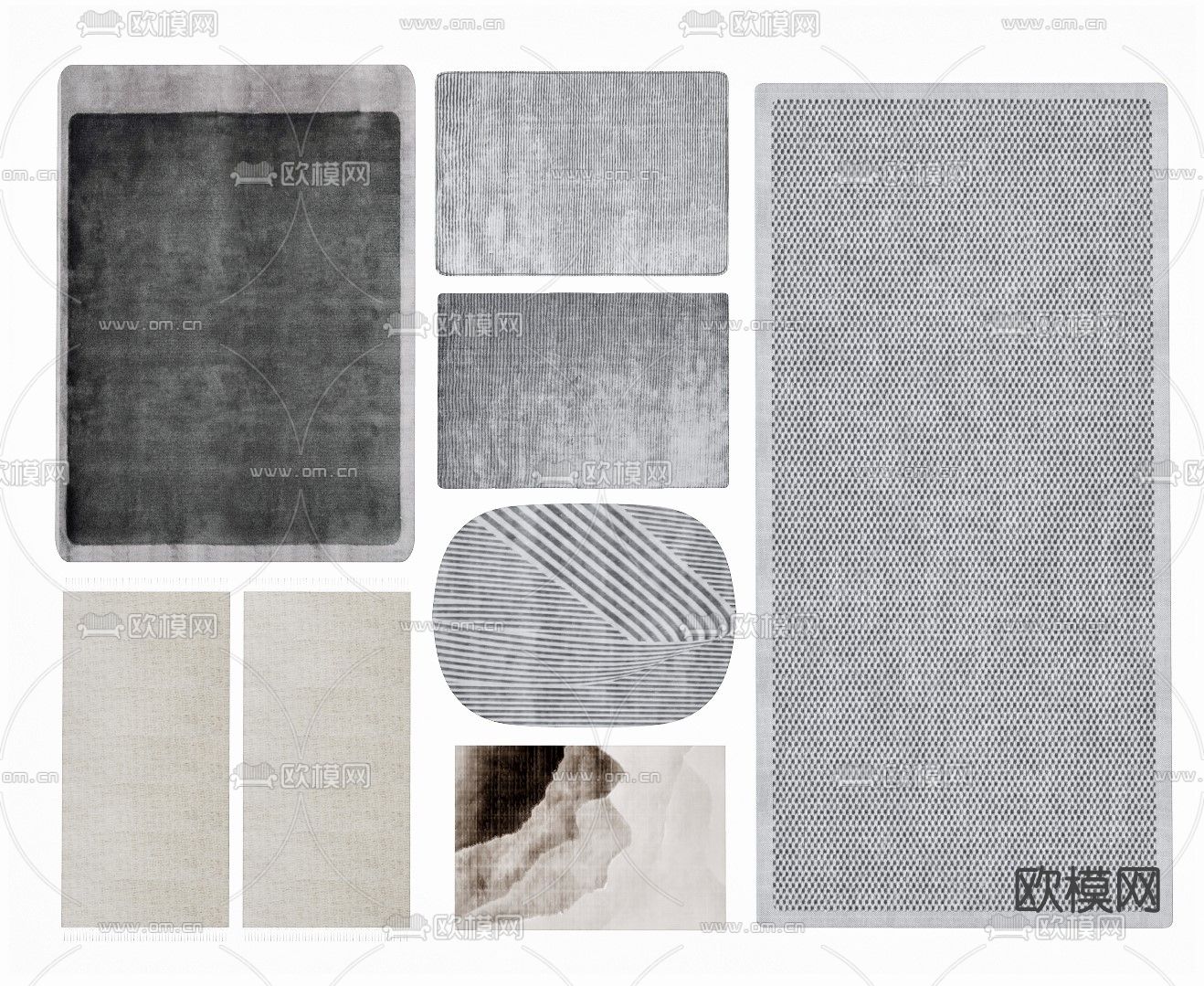 现代布艺地毯su模型下载（渲染图2）