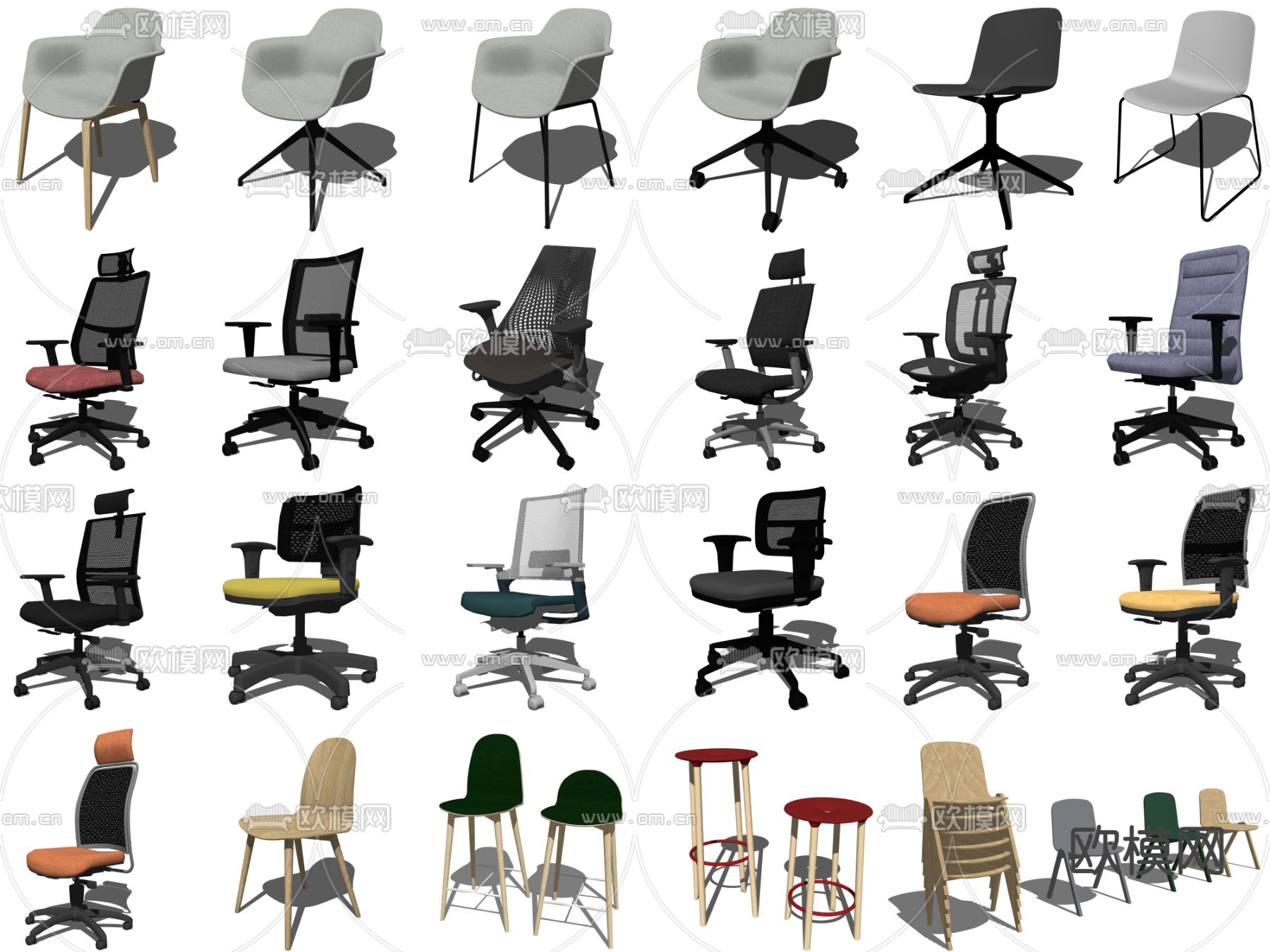 北欧办公椅su模型下载