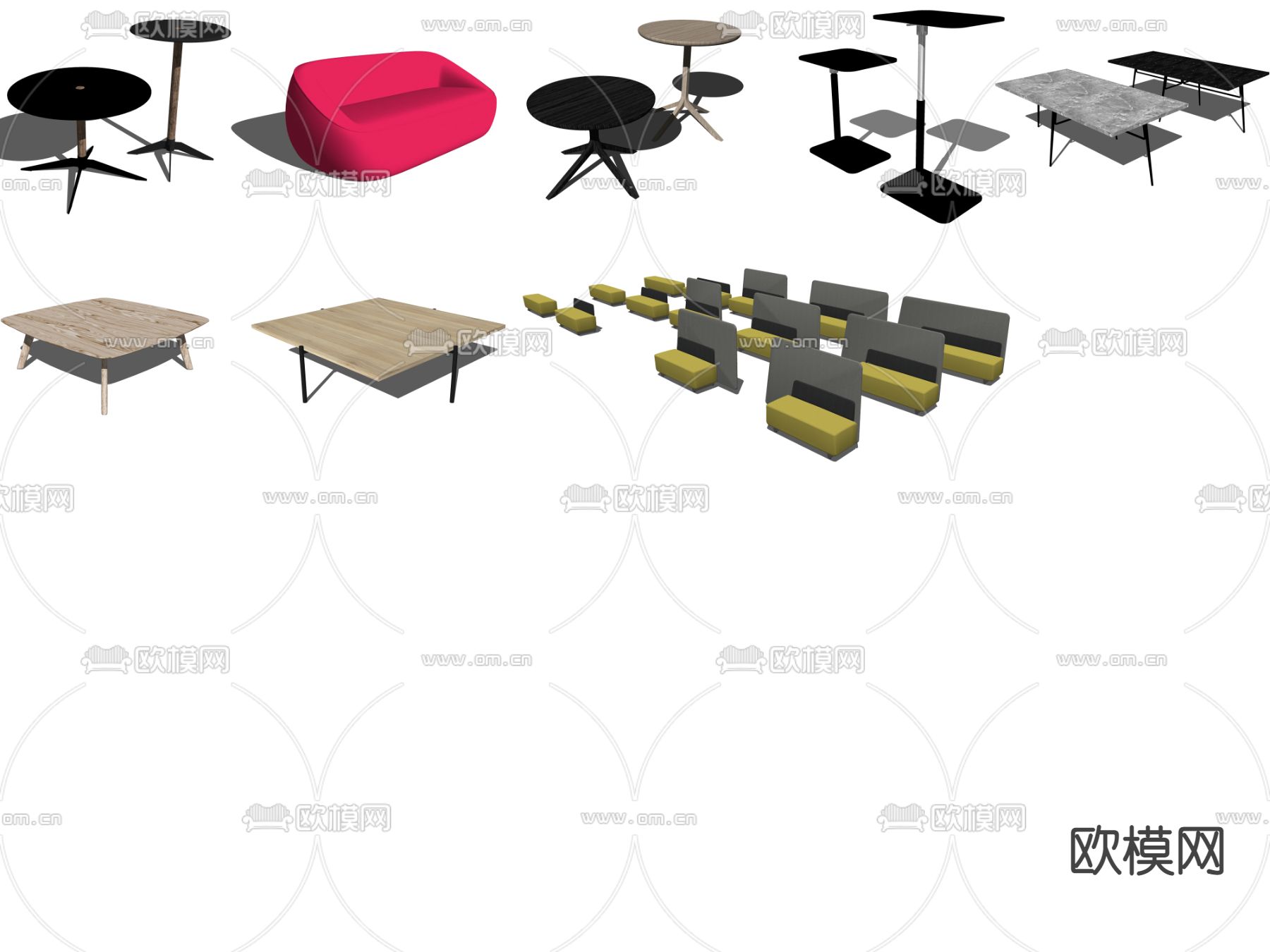 北欧沙发座椅休闲椅su模型下载（渲染图4）