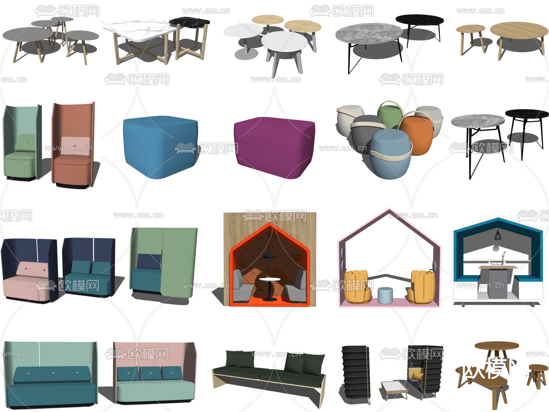 北欧沙发座椅休闲椅su模型下载（渲染图2）