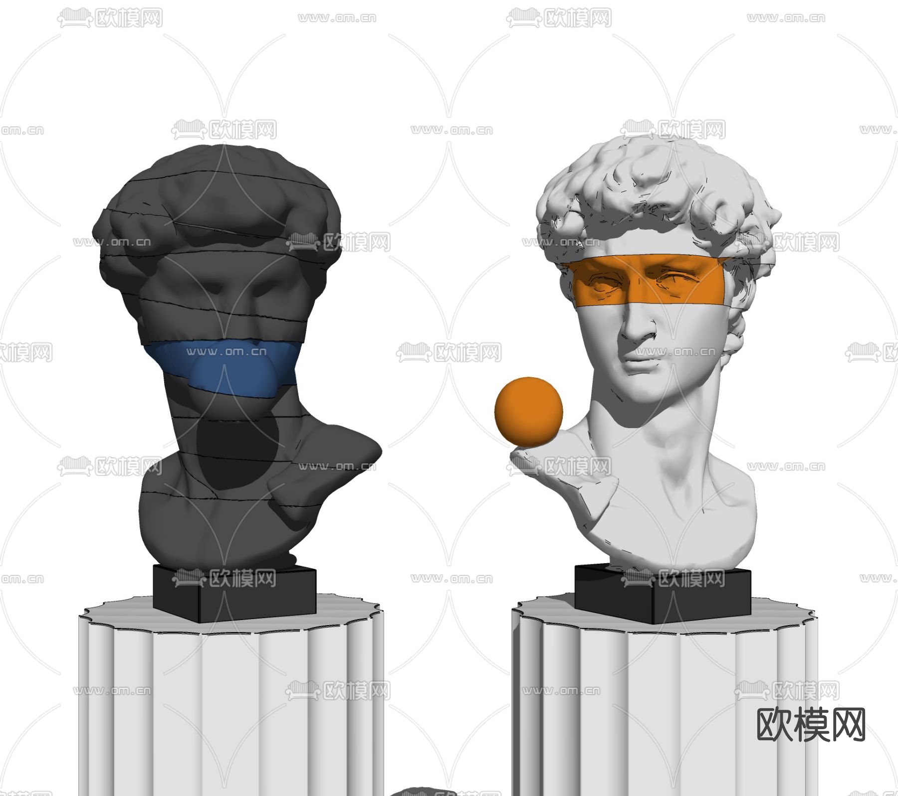 欧式人像雕塑su模型下载（渲染图2）