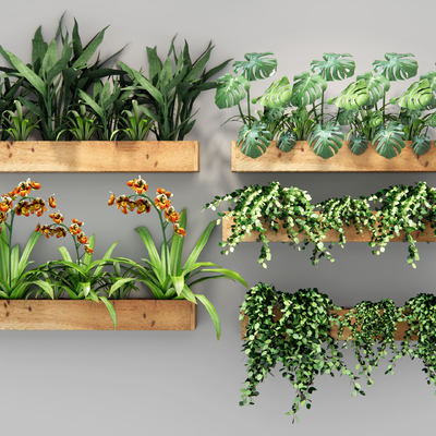  现代绿植墙su模型 