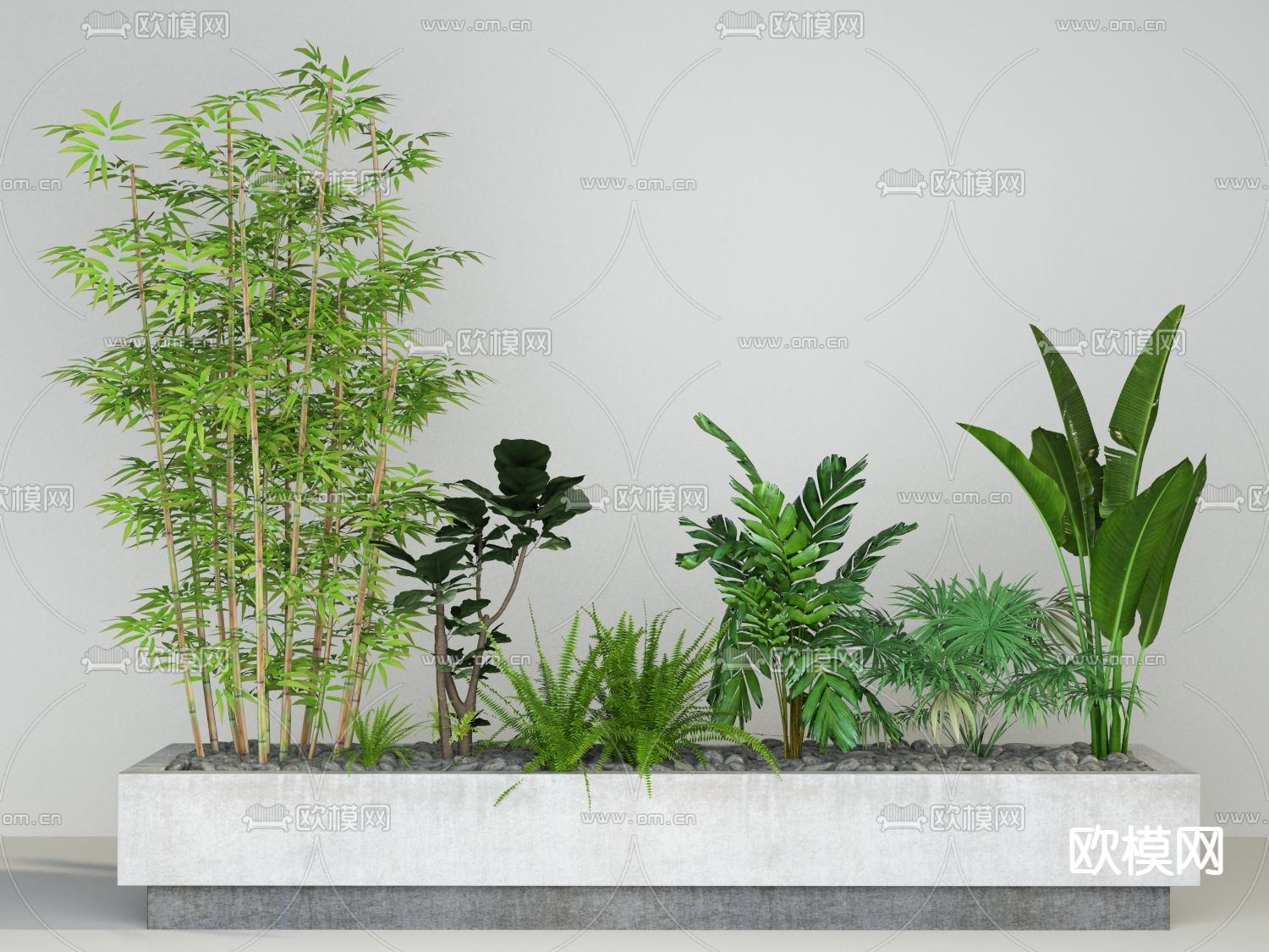 现代绿植墙su模型