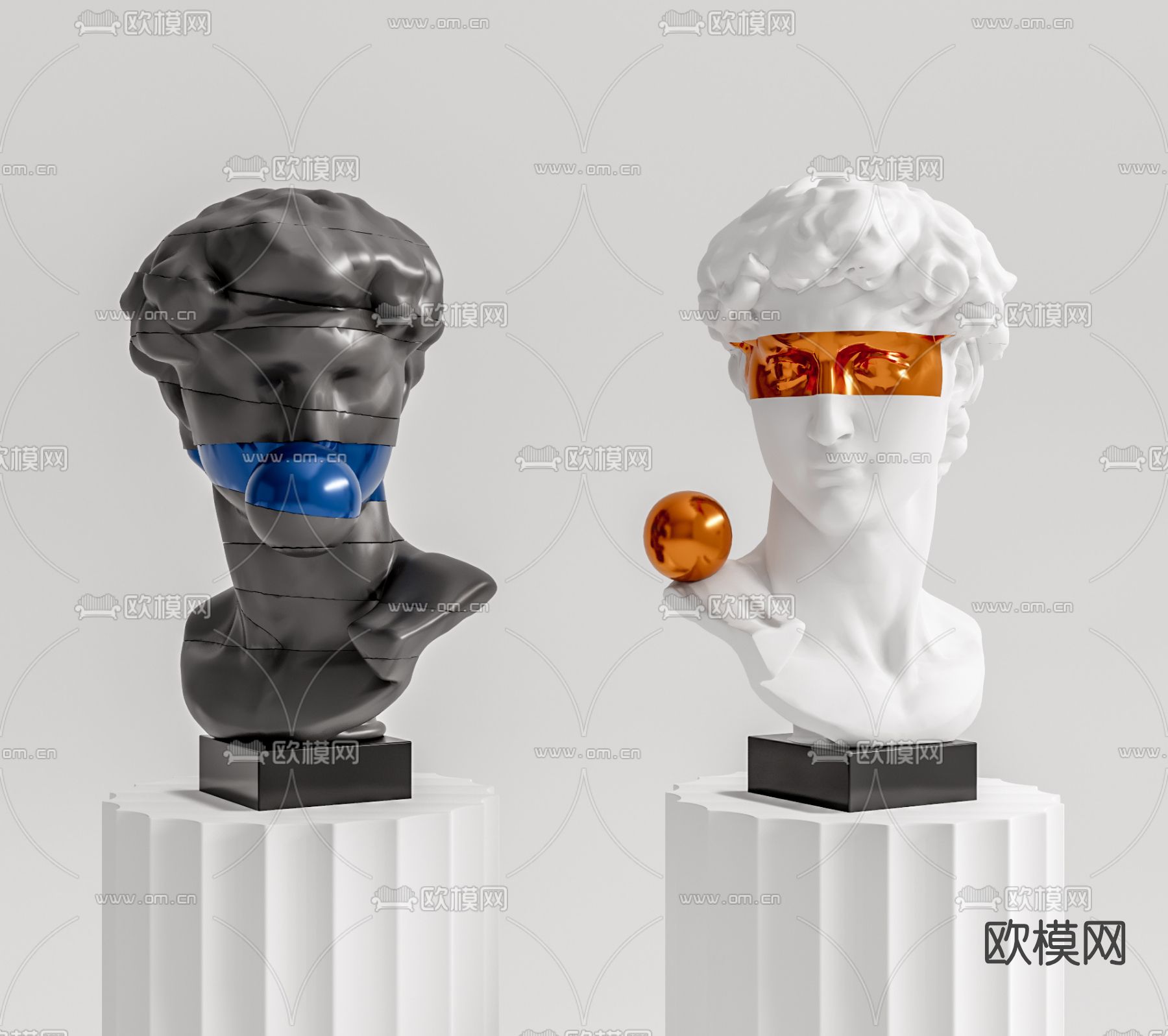 欧式人像雕塑su模型下载（渲染图1）