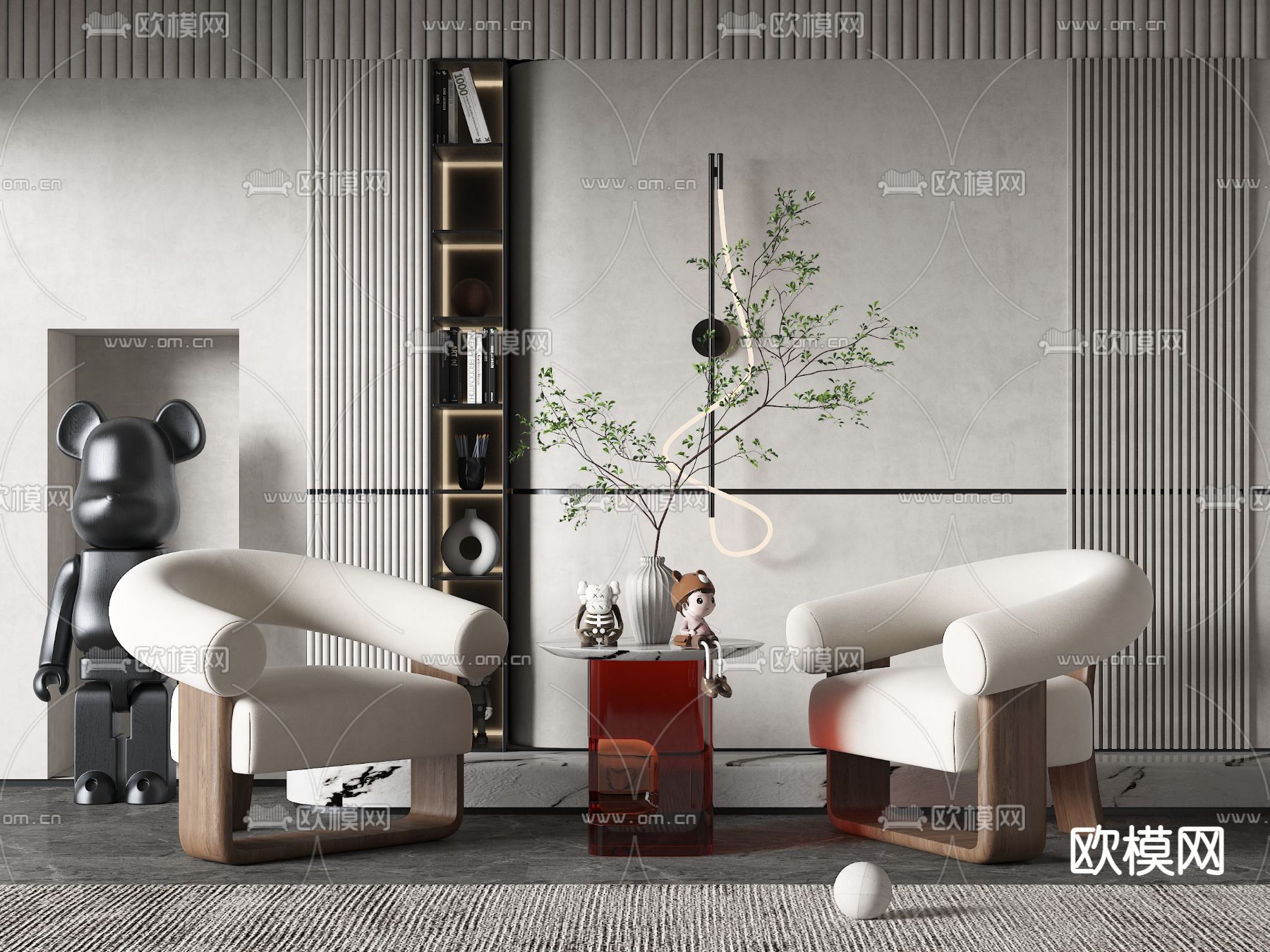 现代布艺休闲椅3d模型下载