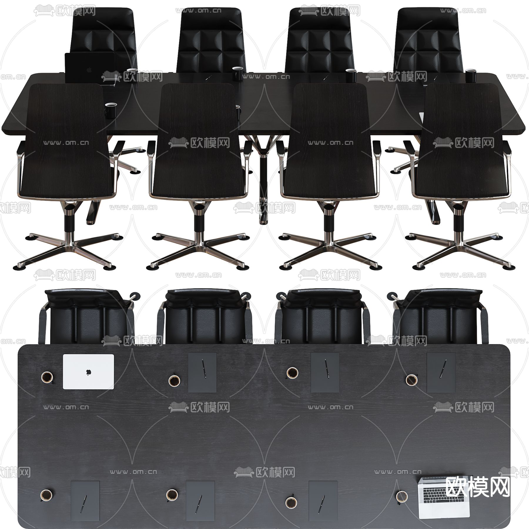 现代办公会议桌椅3d模型下载（渲染图2）
