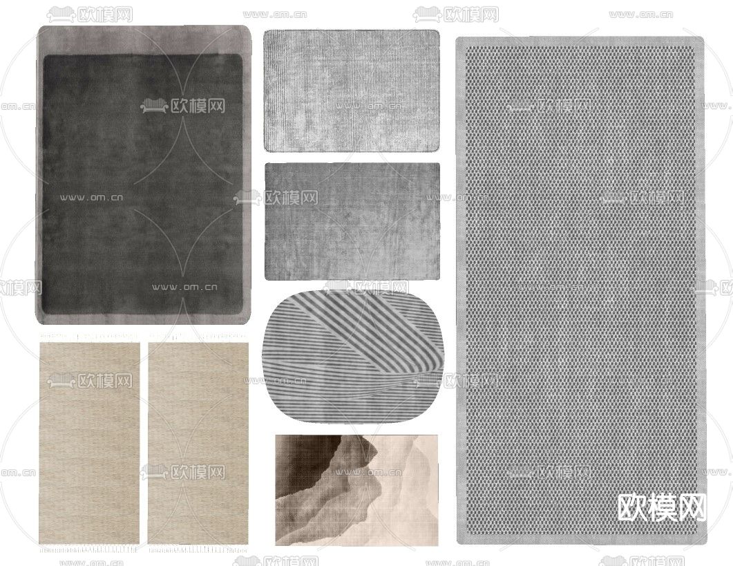 现代布艺地毯su模型下载（渲染图1）