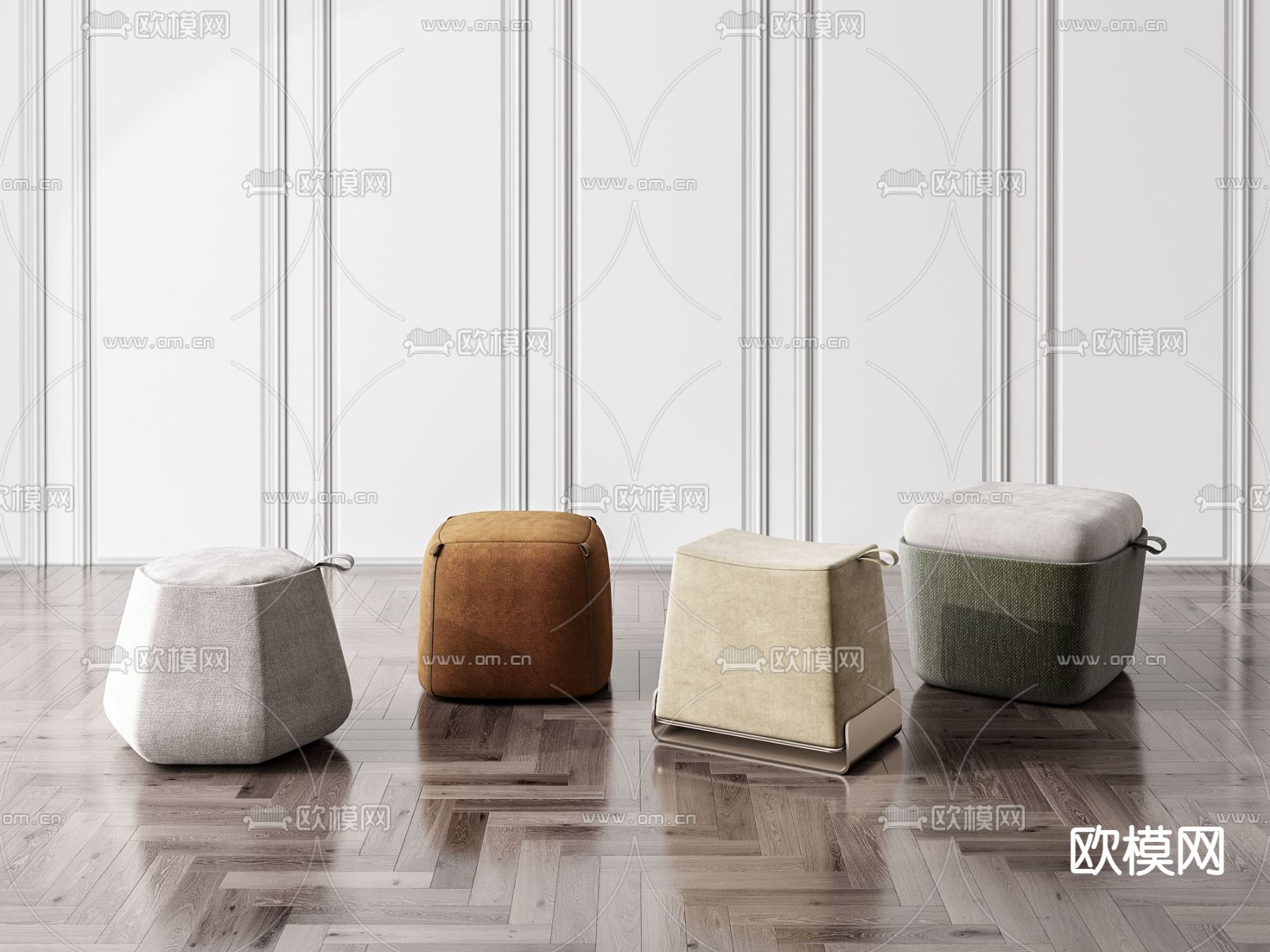 现代布艺脚踏3d模型