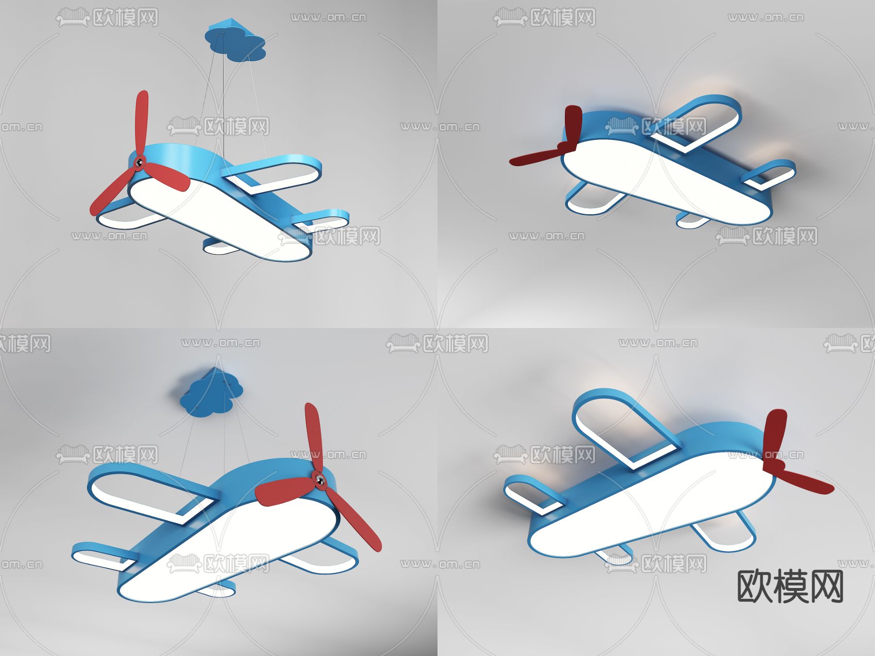现代儿童飞机吊灯3d模型下载