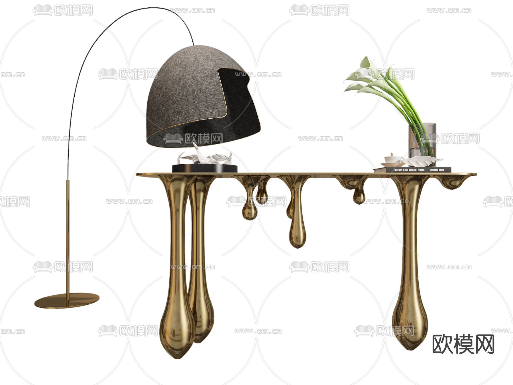 现代创意端景条案落地灯3d模型下载