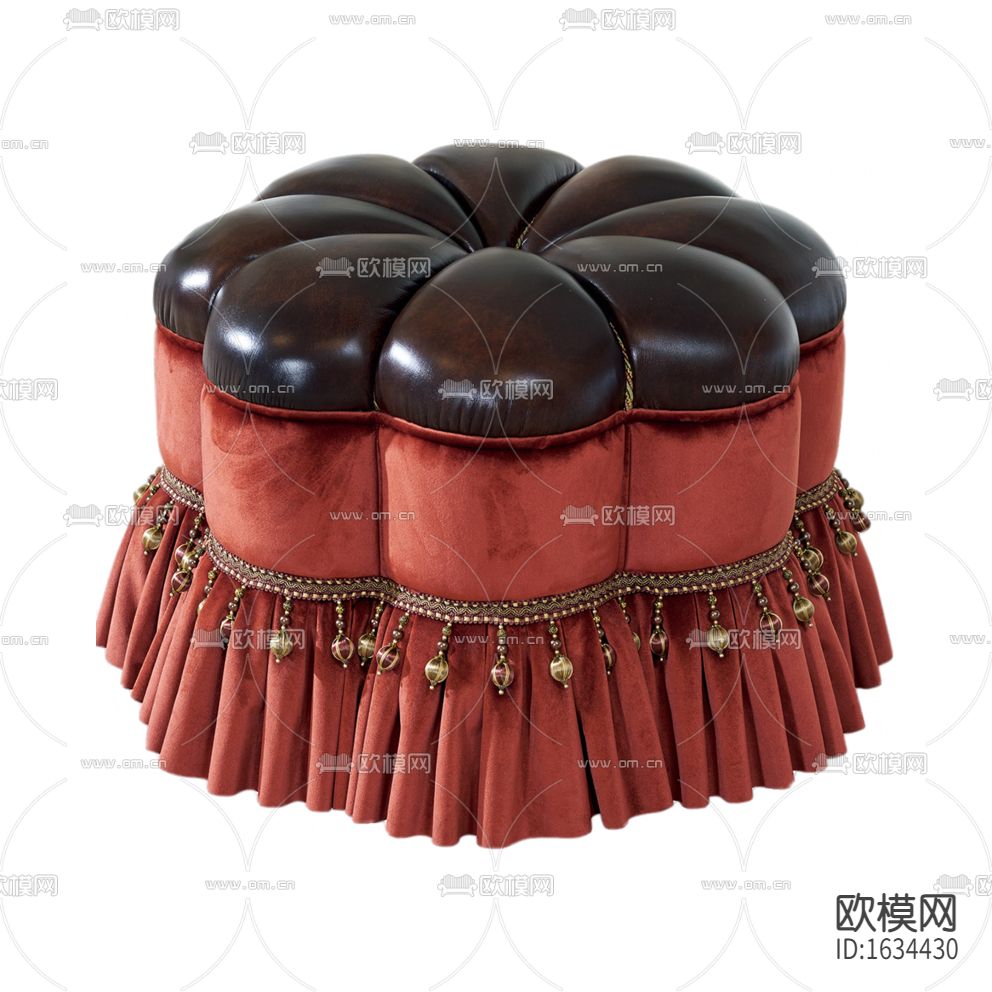 欧式古典花瓣形状布艺皮革沙发凳下载