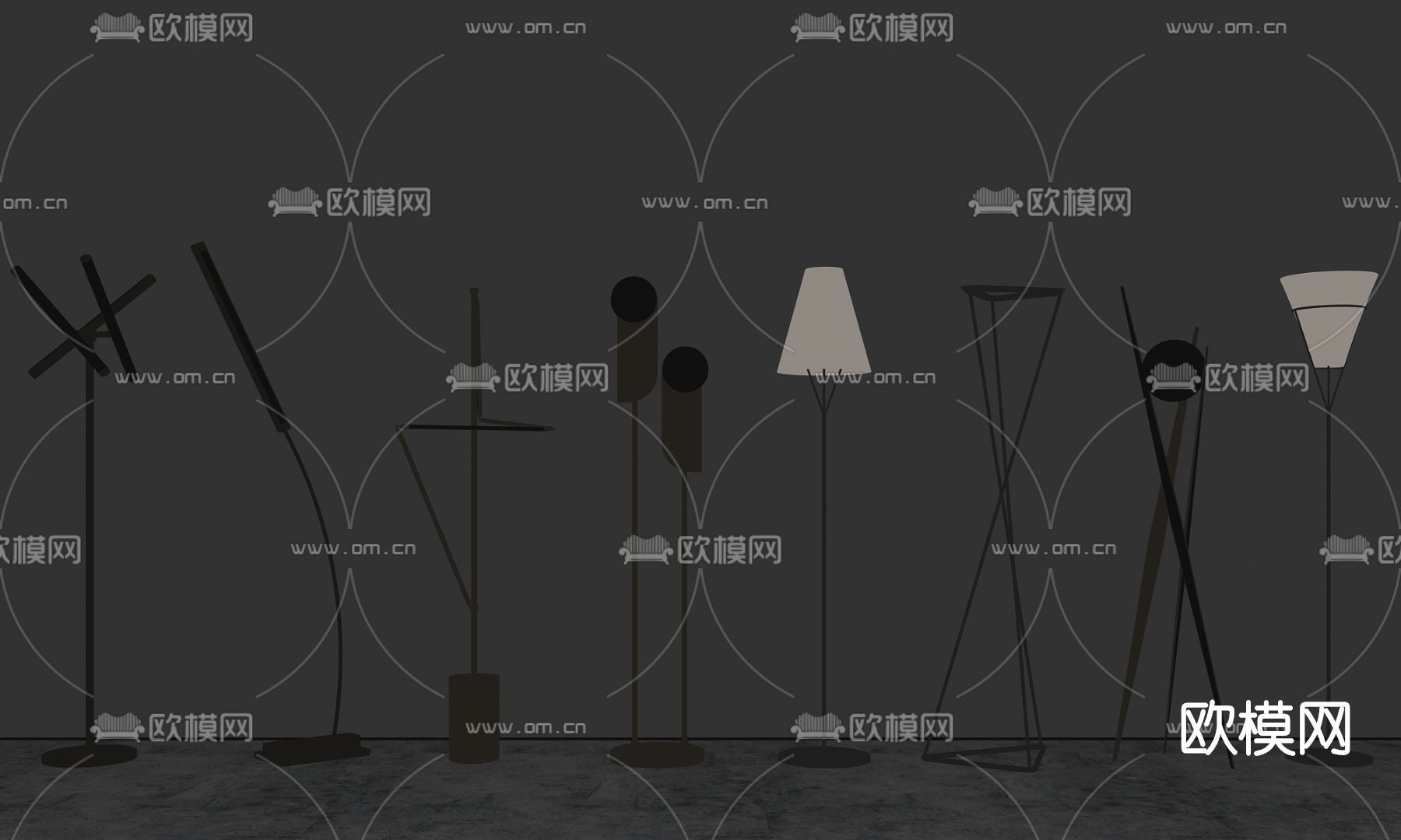现代轻奢落地灯su模型下载（渲染图2）