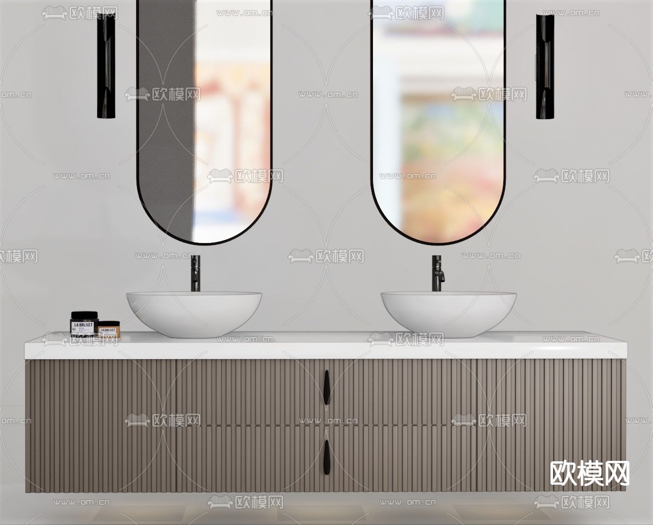 现代洗手台su模型下载（渲染图1）