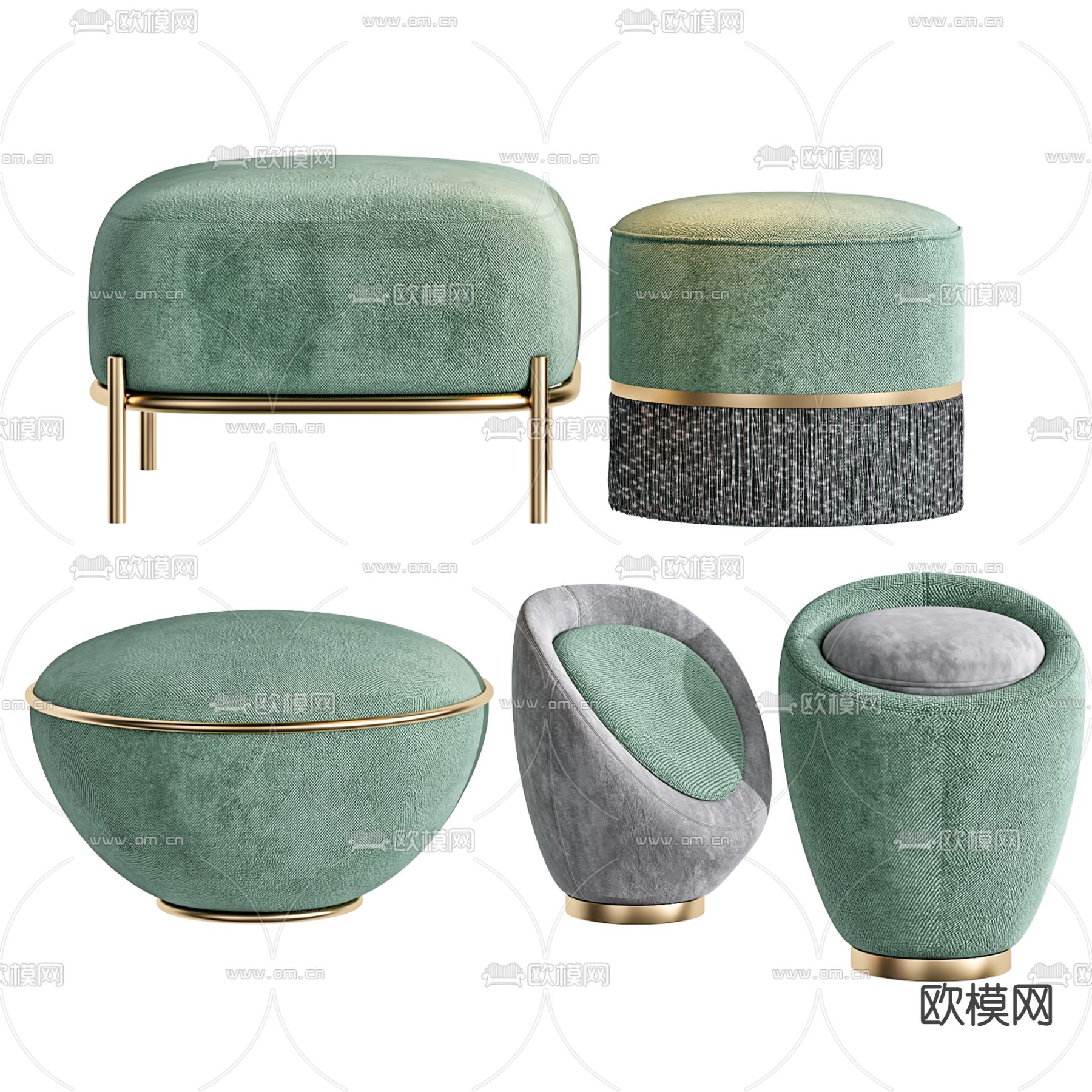 北欧布艺沙发凳3d模型下载