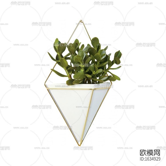 北歐簡約創(chuàng)意鐵藝陶瓷椎體綠植吊籃下載