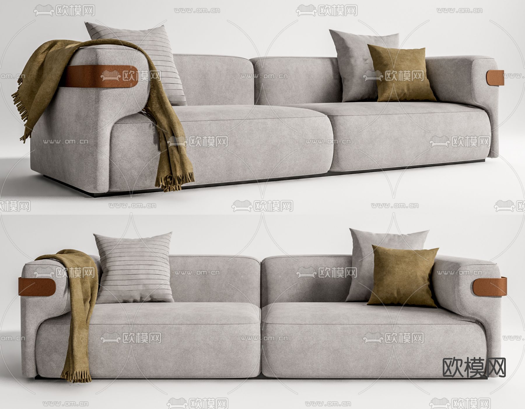 现代布艺双人沙发su模型