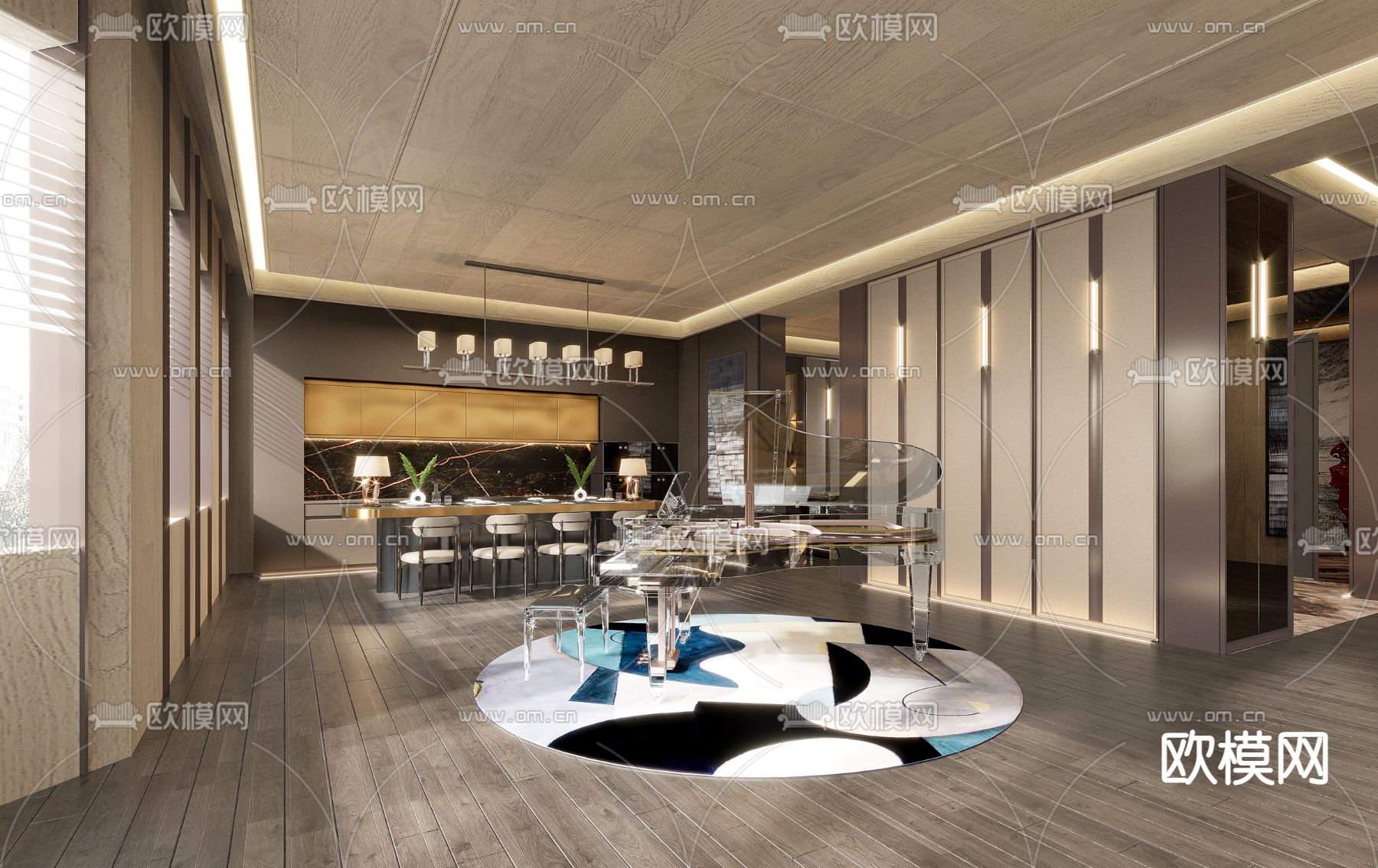 现代别墅客厅3d模型