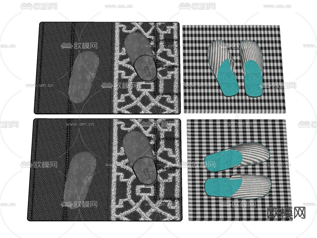 现代浴室吸水地毯su模型下载（渲染图2）