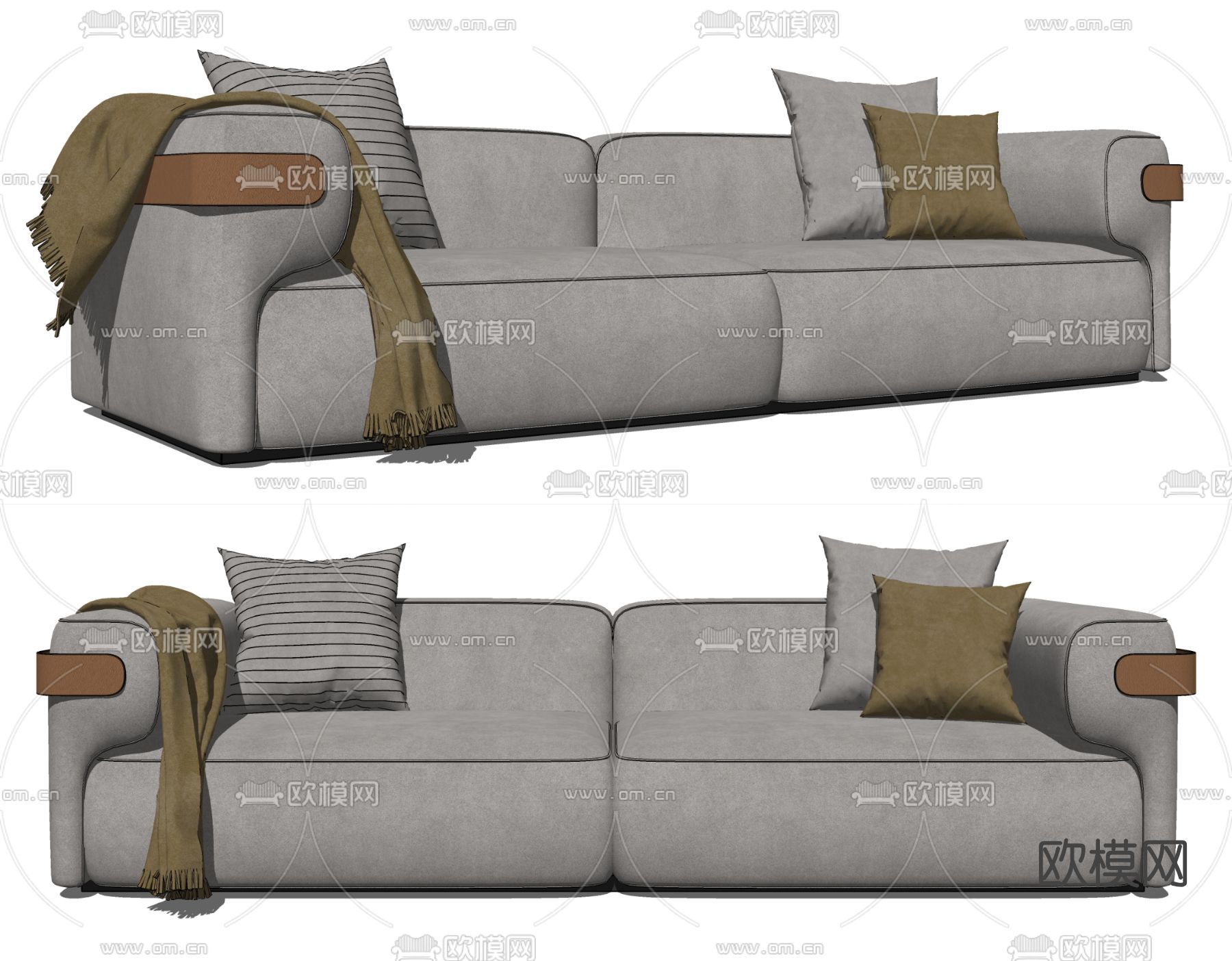 现代布艺双人沙发su模型