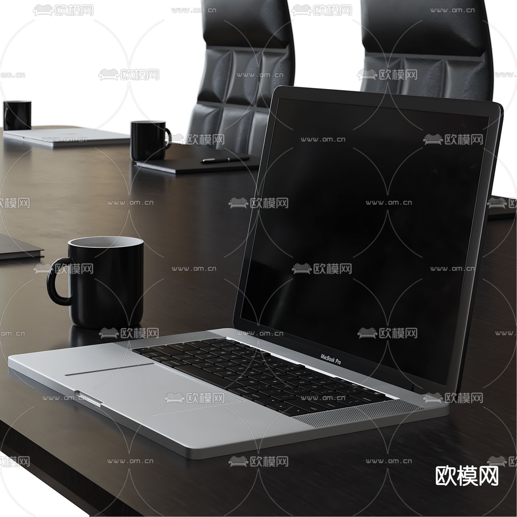 现代办公会议桌椅3d模型下载（渲染图3）