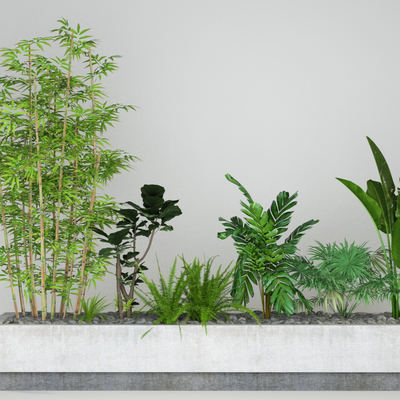  现代绿植墙su模型 