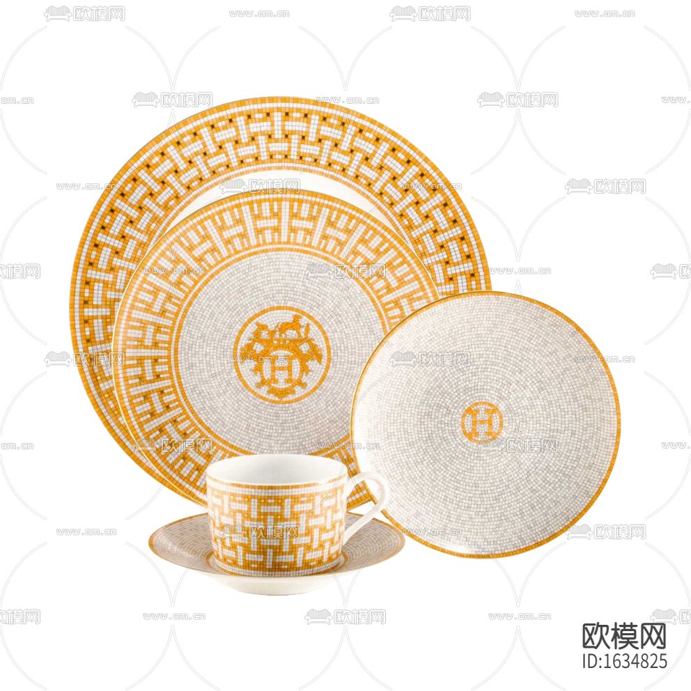 现代轻奢创意马赛克纹理餐具