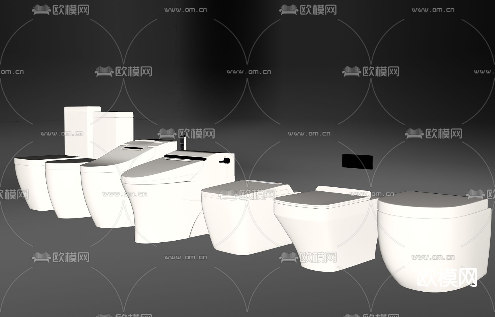 现代智能陶瓷马桶su模型下载（渲染图2）