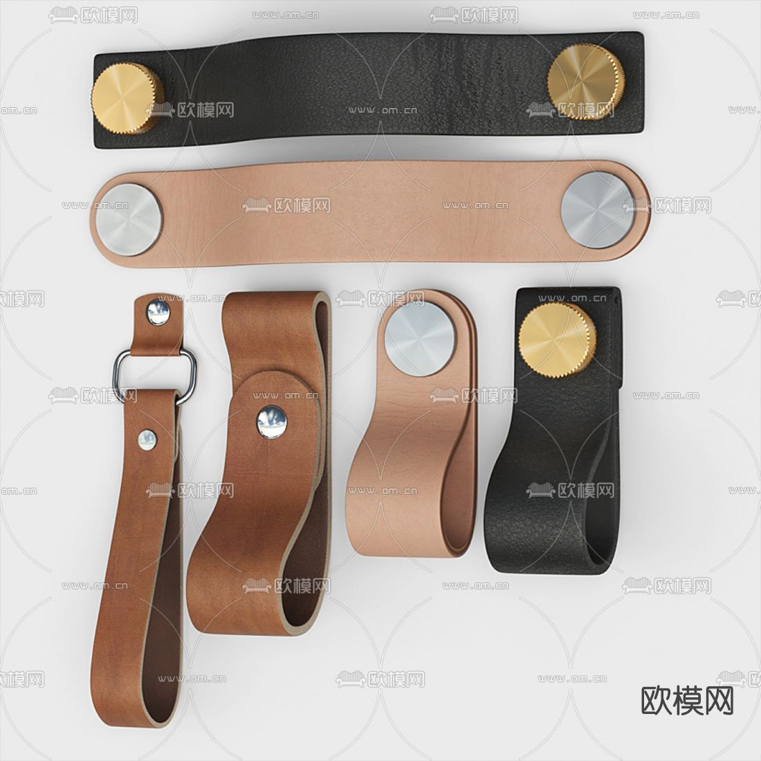 北欧皮革门把手拉手3d模型