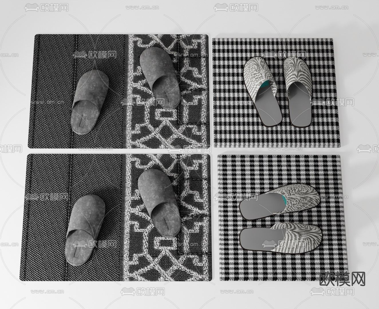 现代浴室吸水地毯su模型下载（渲染图1）