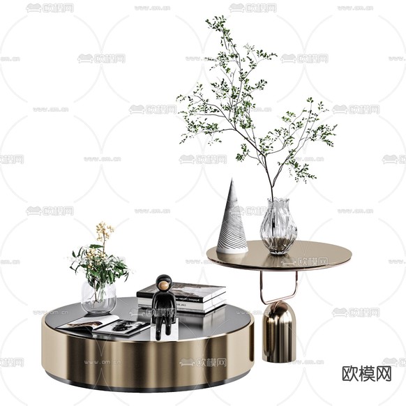现代金属茶几3d模型下载