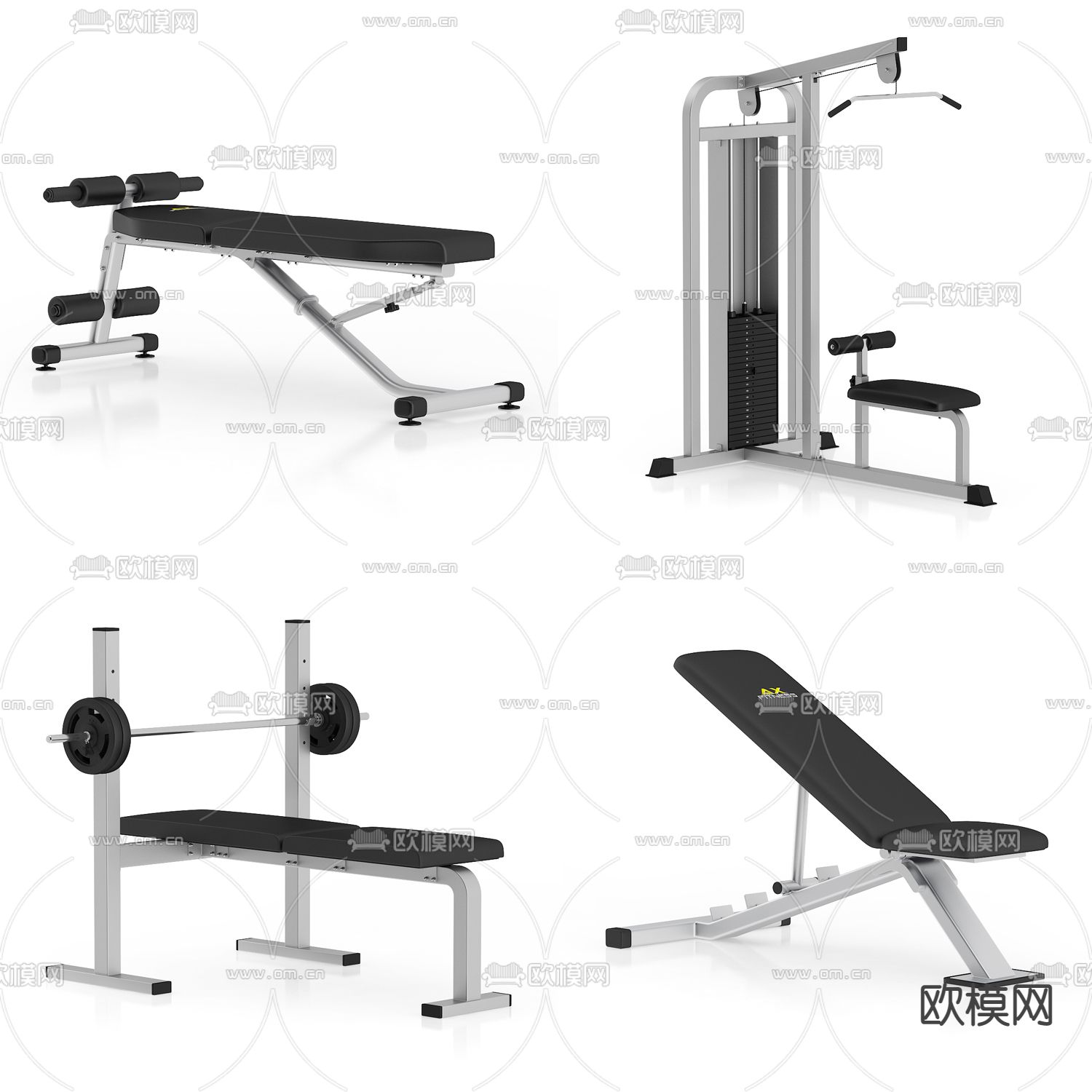 现代举重器健身器材3d模型