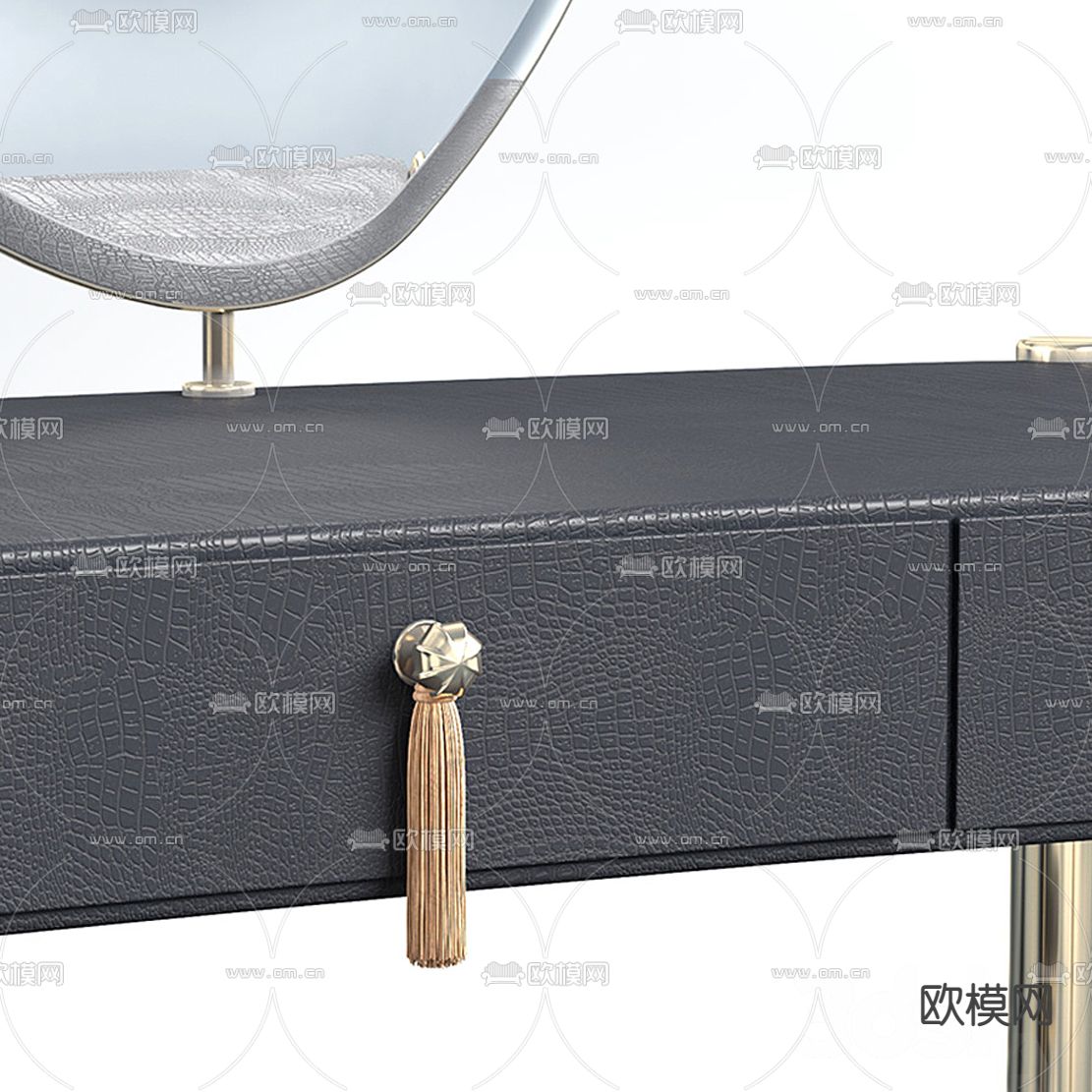 现代轻奢皮革梳妆台3d模型下载（渲染图2）