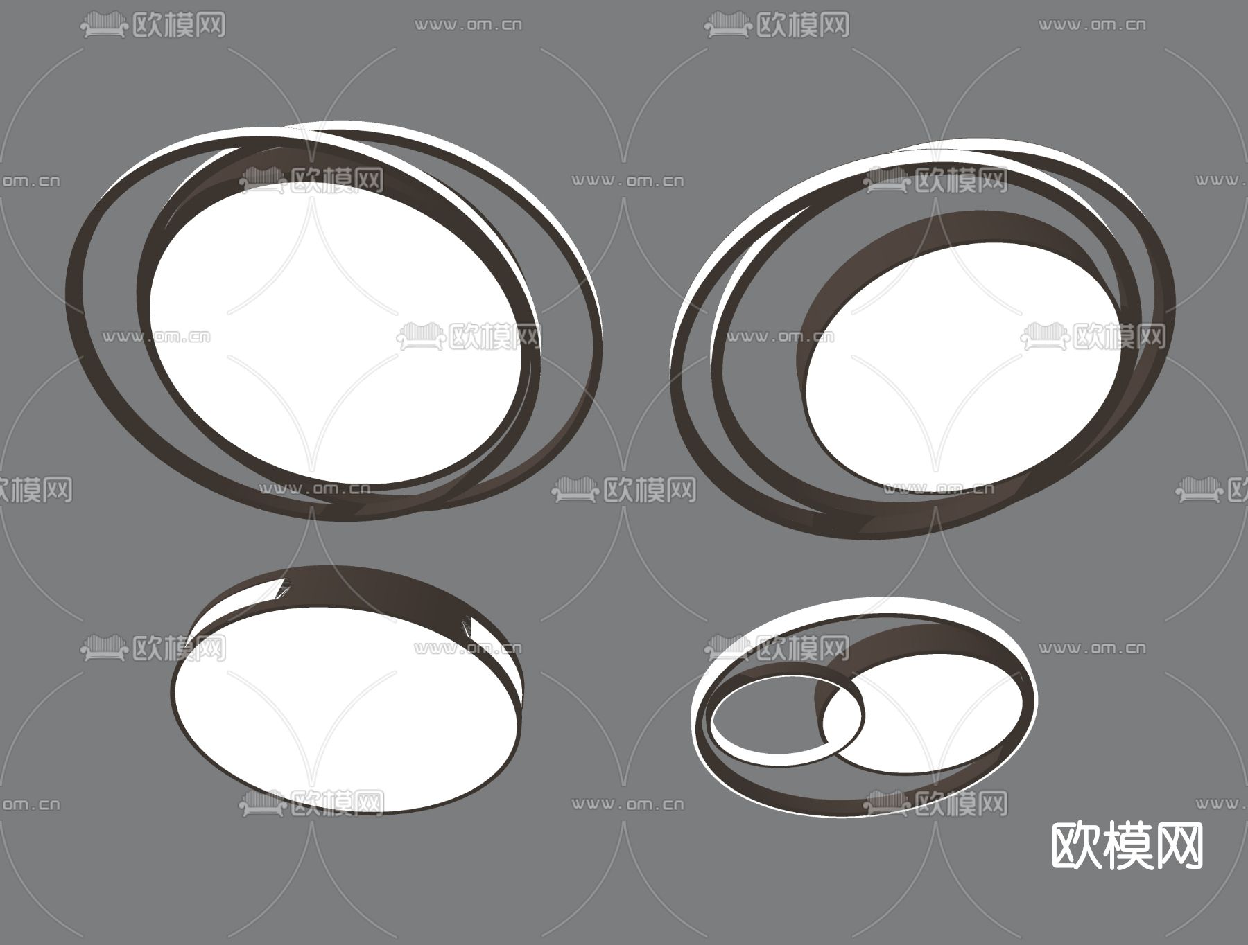 现代圆形吸顶灯su模型下载（渲染图2）