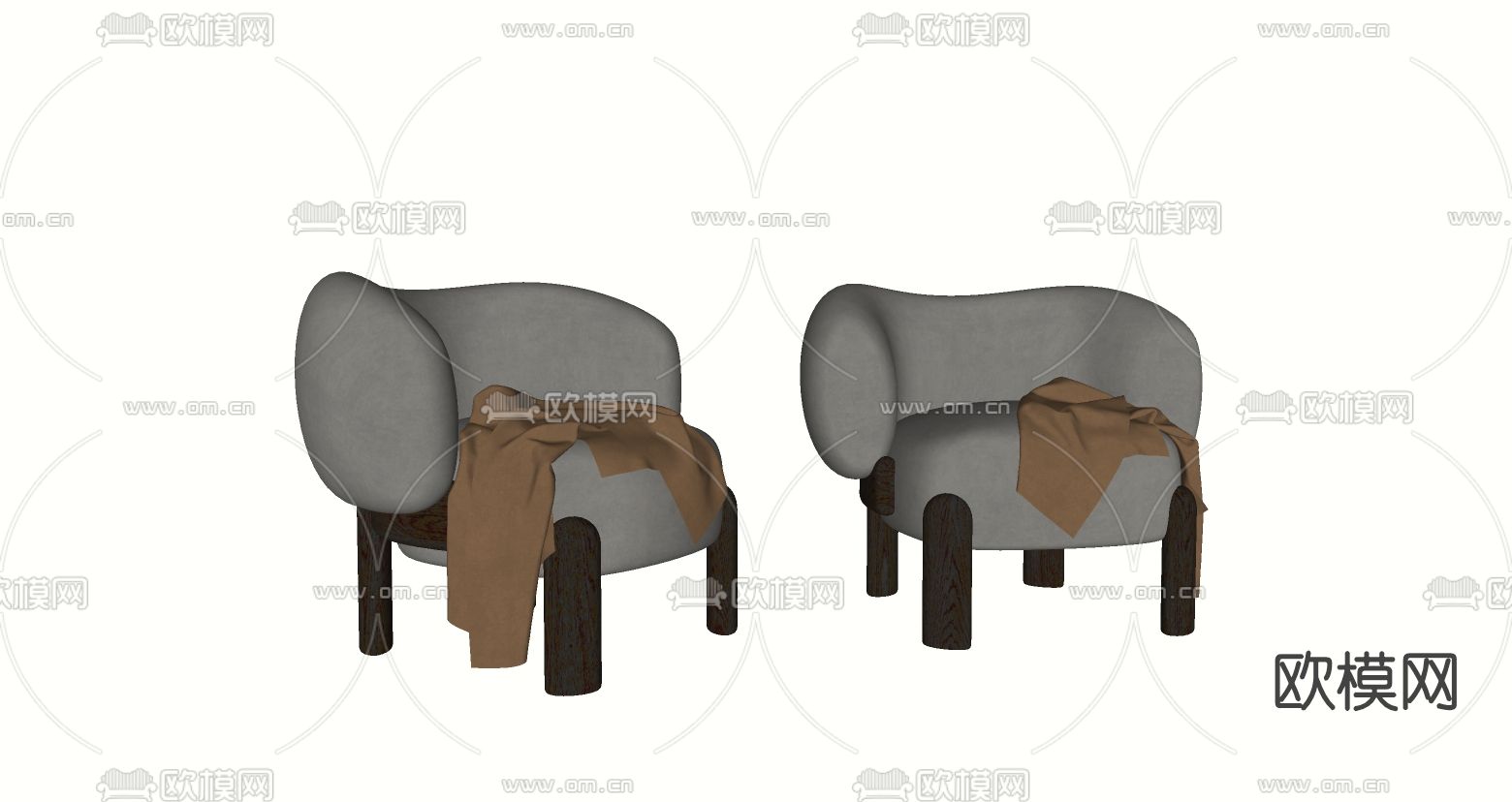 现代布艺儿童沙发su模型下载（渲染图2）