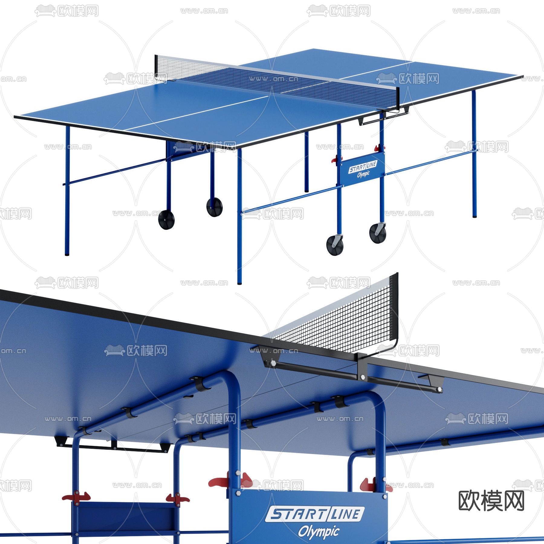 现代乒乓球桌3d模型下载（渲染图1）