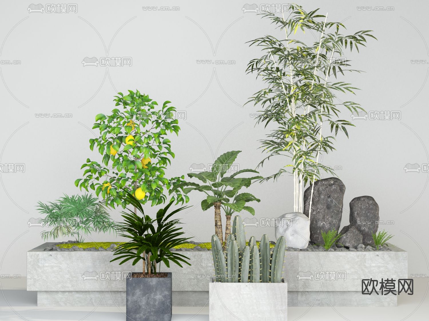 现代绿植盆栽su模型下载