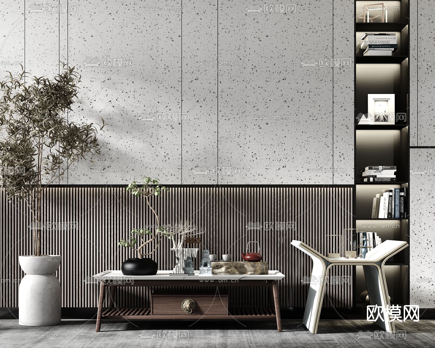 新中式轻奢茶几su模型下载（渲染图1）