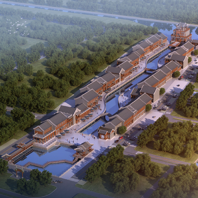 商业街鸟瞰3d模型