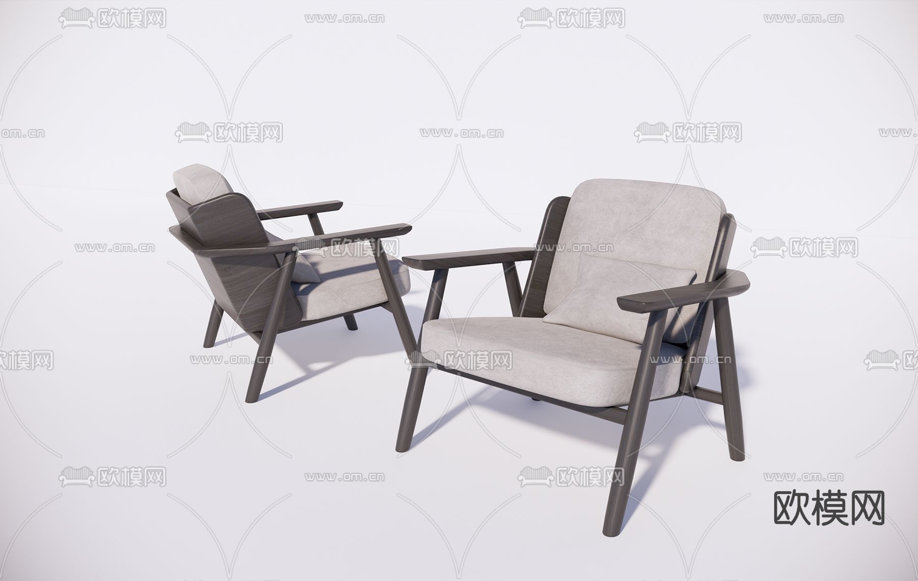 新中式实木休闲椅su模型下载（渲染图1）