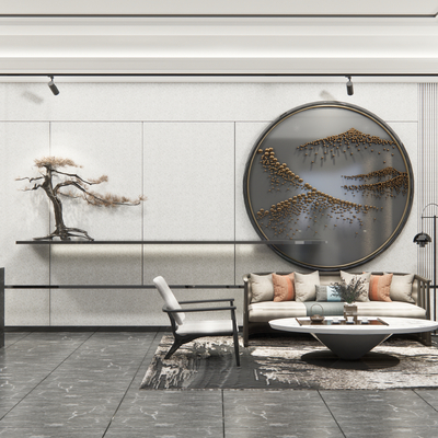  现代酒店接待区su模型 