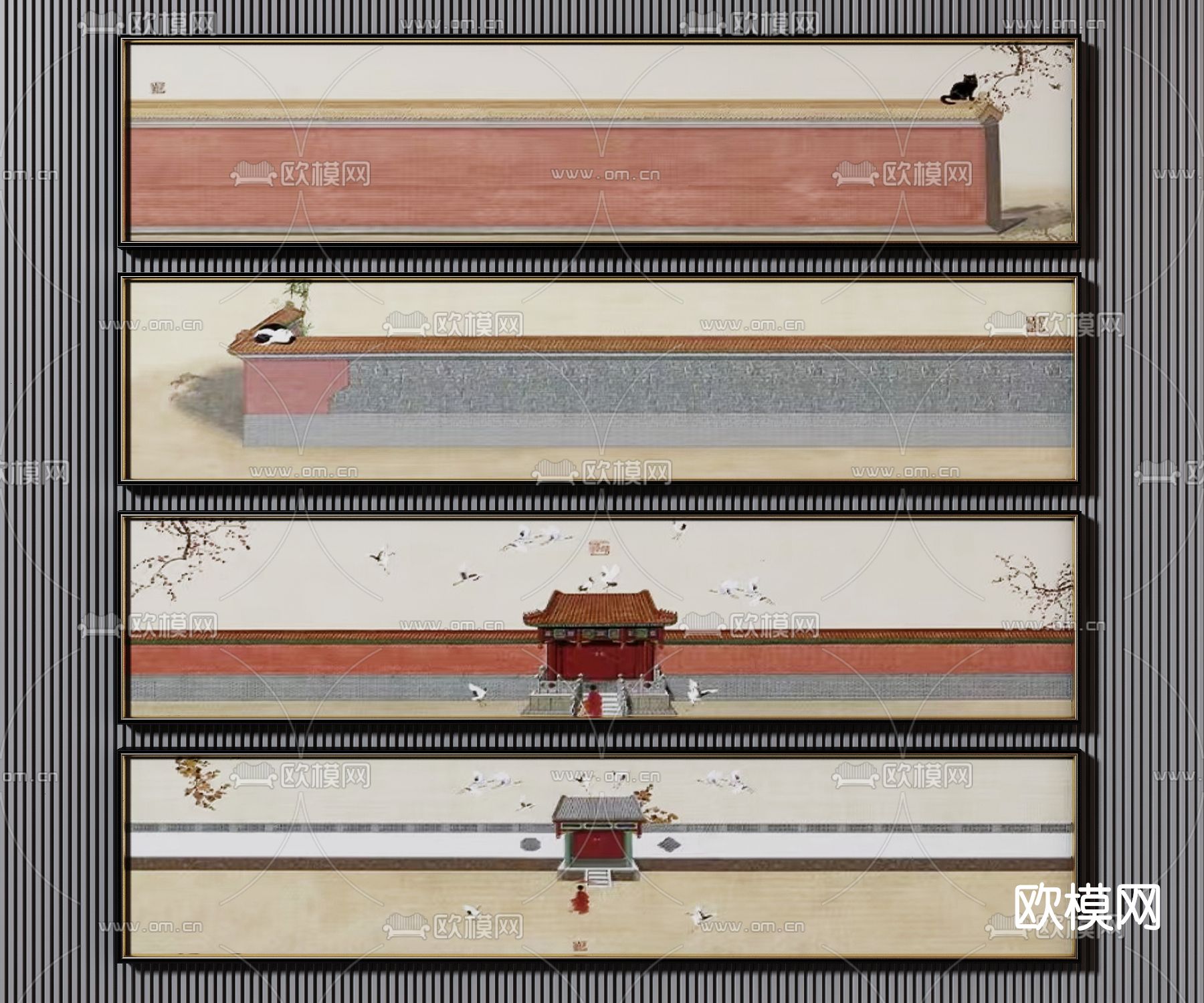 新中式装饰挂画3d模型
