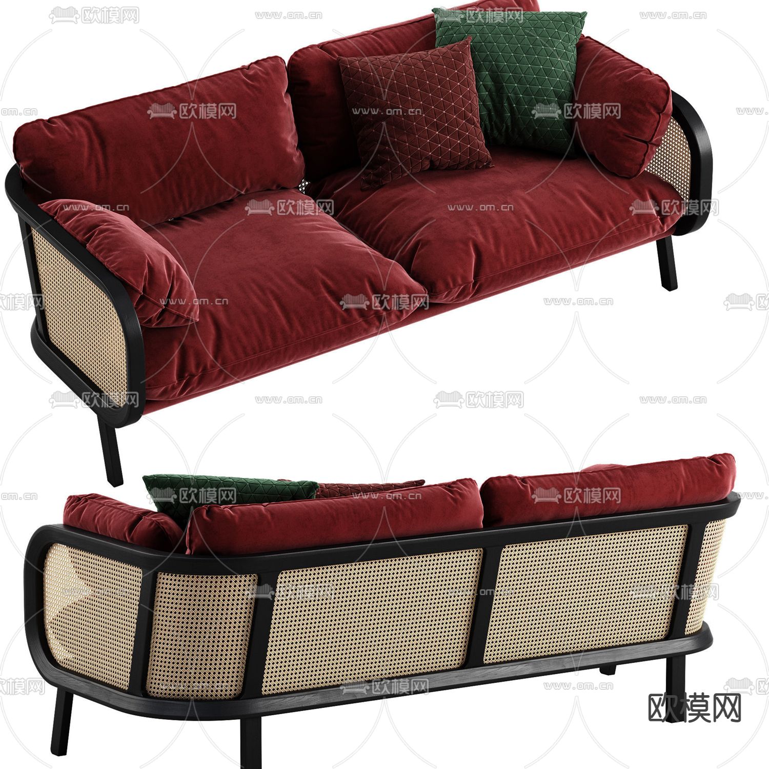 北欧布艺多人沙发3d模型下载（渲染图3）