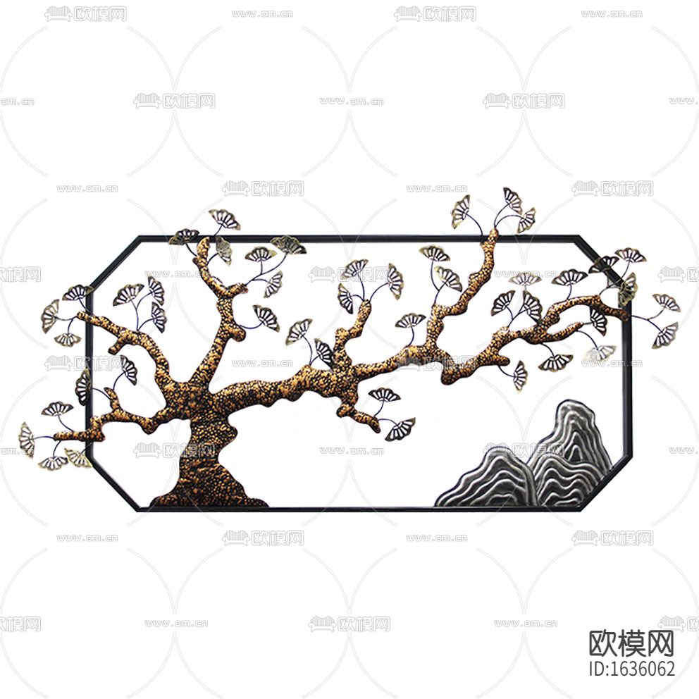 新中式轻奢创意金属银杏树摆件下载