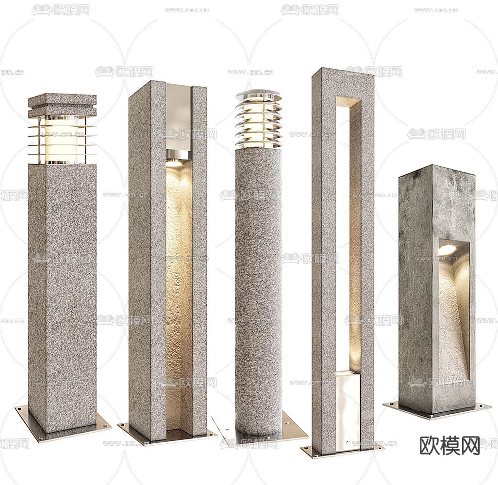 现代户外灯石灯3d模型