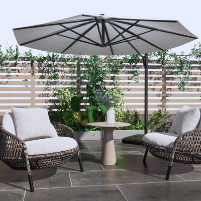  现代露台花园su模型 