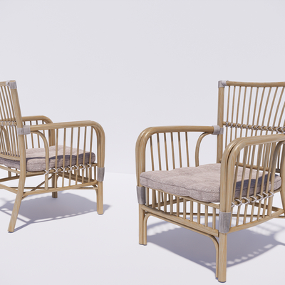  自然风藤编户外椅su模型 