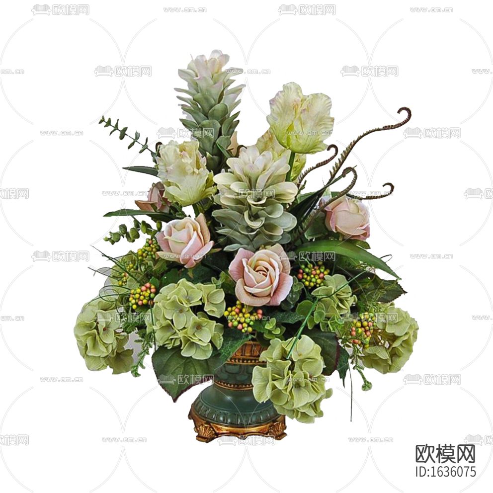 欧式古典蓝色陶瓷描金花瓶摆放花艺下载